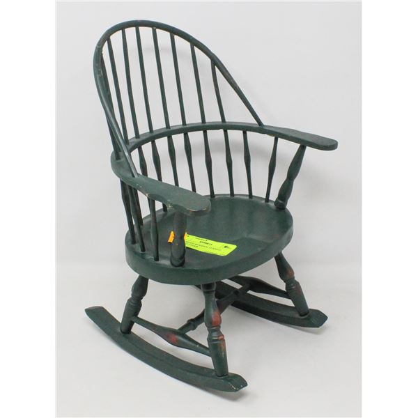 DOLL SIZED WOODEN TURNED ROCKING CHAIR