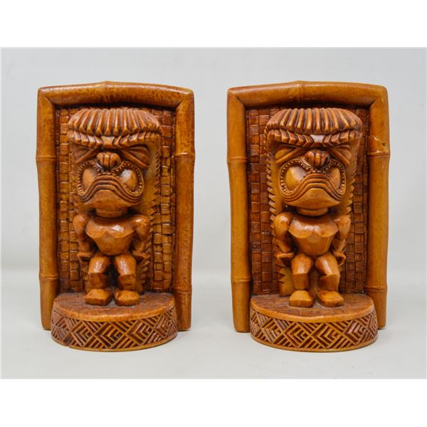 1950S TIKI BOOK ENDS COCO JOES HAWAII SIGNED