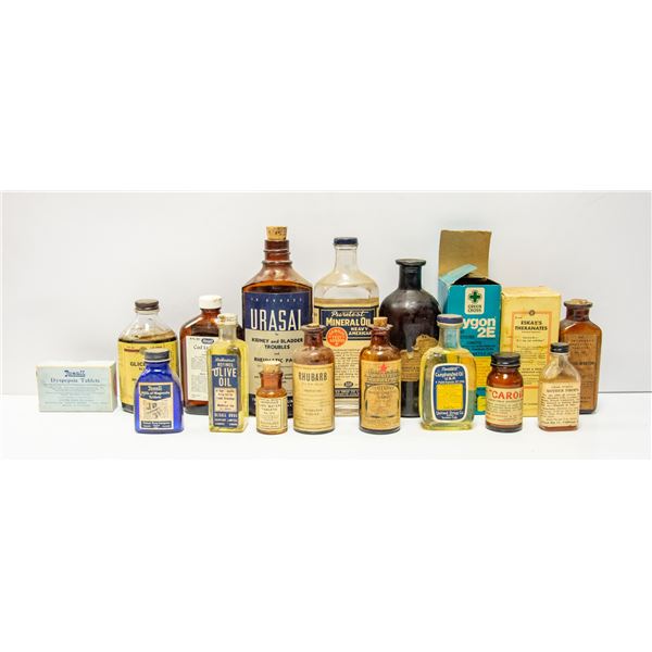 BOX OF ANTIQUE MEDICINE BOTTLES