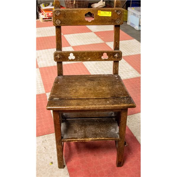 1800S FOLDING LADDER CHAIR ANTIQUE