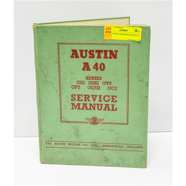 1950 AUSTIN A40 SERVICE MANUAL BOOK