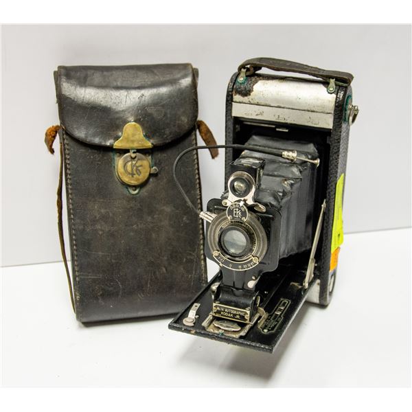 ANTIQUE KODAK FOLDING CAMERA WITH CASE