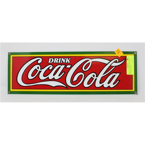 PORCELAIN ENAMEL COKE SIGN APPROX 8X20 INCH