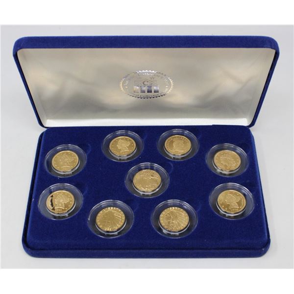 24K GOLD CLAD US COIN REPLICAS SET OF 9