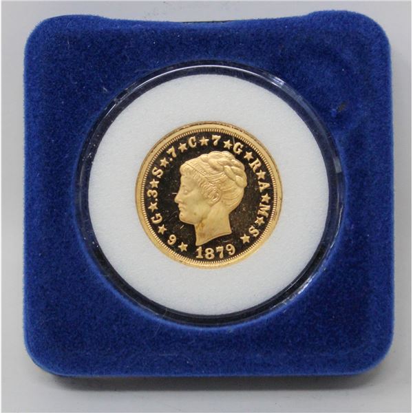 24K GOLD PLATE 1879 US COIN REPLICA W COA