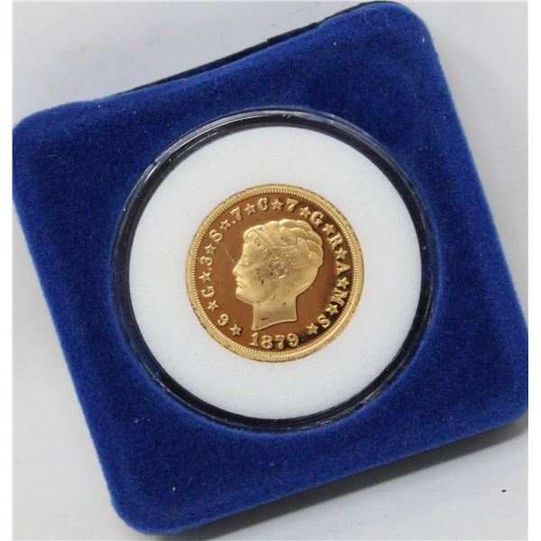 24K GOLD PLATE 1879 US COIN REPLICA W COA