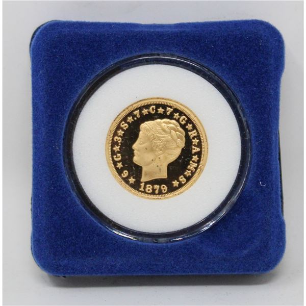 24K GOLD PLATE 1879 US COIN REPLICA W COA