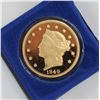 Image 1 : 24K GOLD PLATE 1849 US COIN REPLICA W COA
