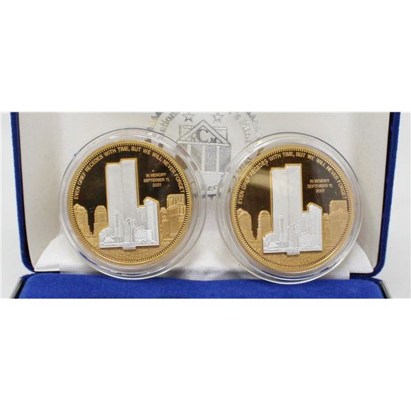 24 GOLD PLATED TWIN TOWER COINS MADE OF WRECKAGE