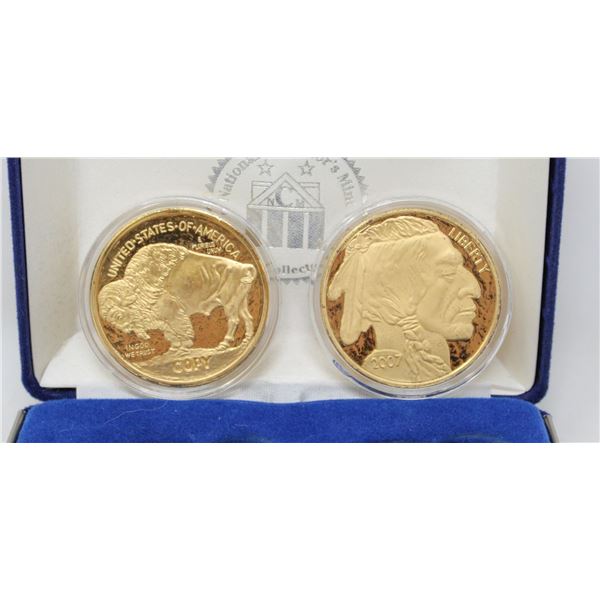 24K GOLD CLAD SOLID SILVER $50 BUFFALO COINS COPY