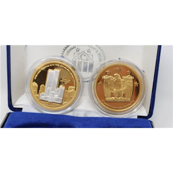 24K GOLD CLAD TWIN TOWER WRECKAGE COINS