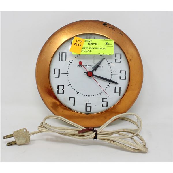 1950S COPPER TRIM HARMONY KITCHEN CLOCK