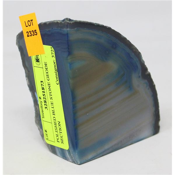 POLISHED BLUE STONE GEODE SECTION