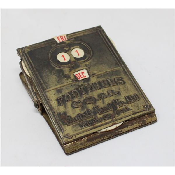 ANTIQUE FOOTHILLS COAL CALENDAR CLIP