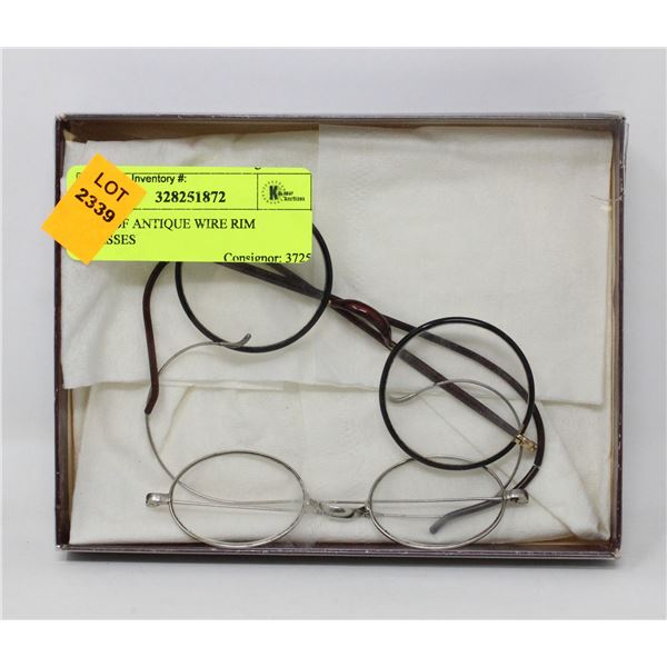 PAIR OF ANTIQUE WIRE RIM GLASSES