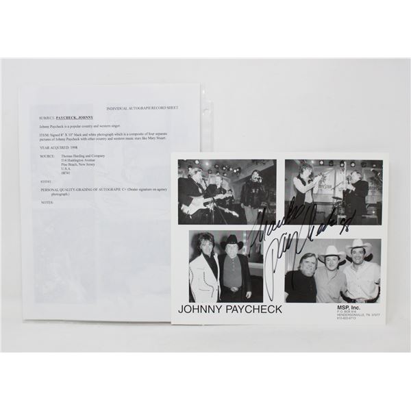 JOHNNY PAYCHECK AUTOGRAPHED 8X10 PHOTO