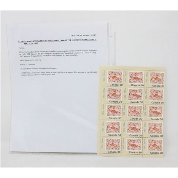 CANADIAN CONSTITUTION BEAVER STAMP SET