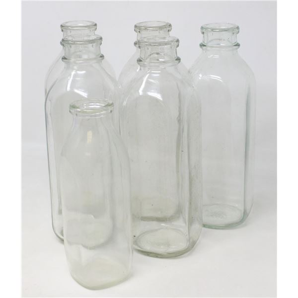 BOX OF ANTIQUE MILK BOTTLES