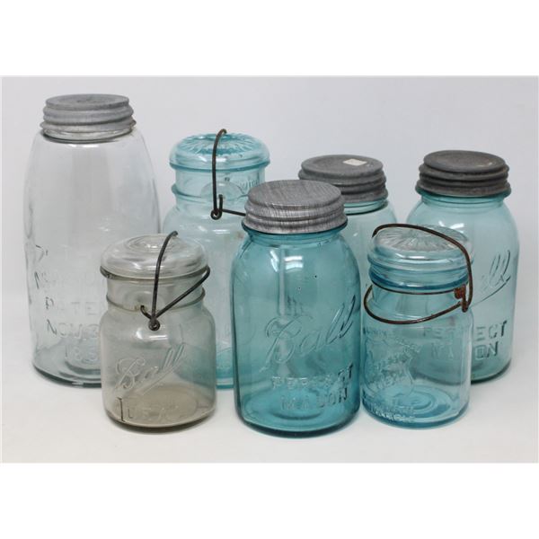BOX OF ANTIQUE MASON JARS