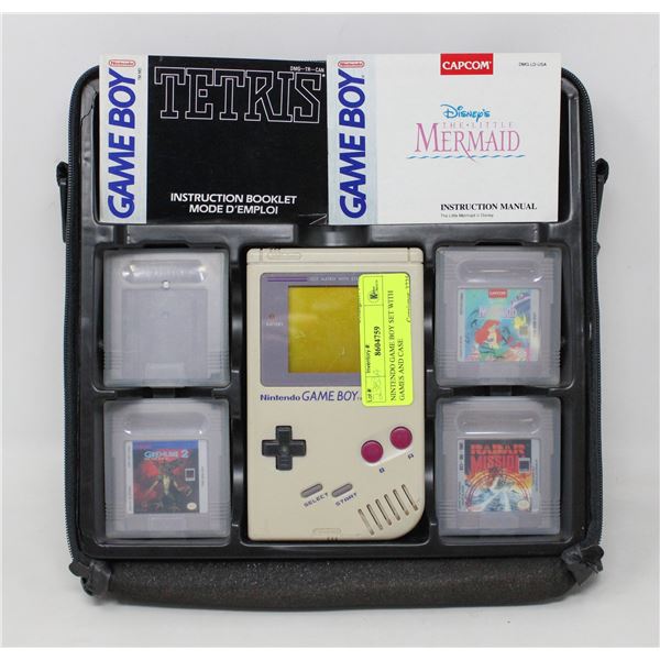 NINTENDO GAME BOY SET WITH GAMES AND CASE
