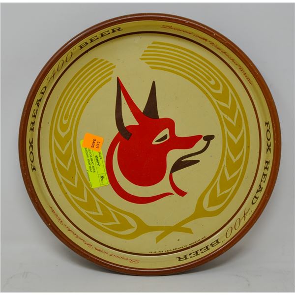 VINTAGE FOX HEAD BEER ADVERTISING SIGN TRAY