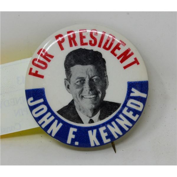 VINTAGE JOHN F KENNEDY CAMPAIGN BUTTON PIN