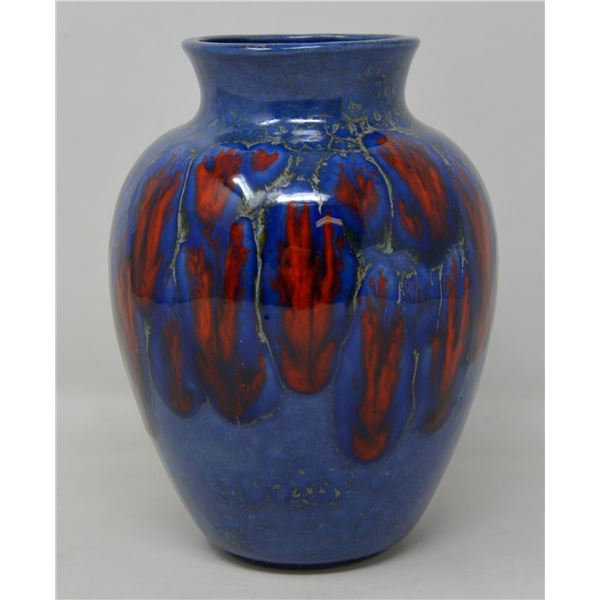 SMALL BLUE GLAZED VASE SIGNED FREDERICTON