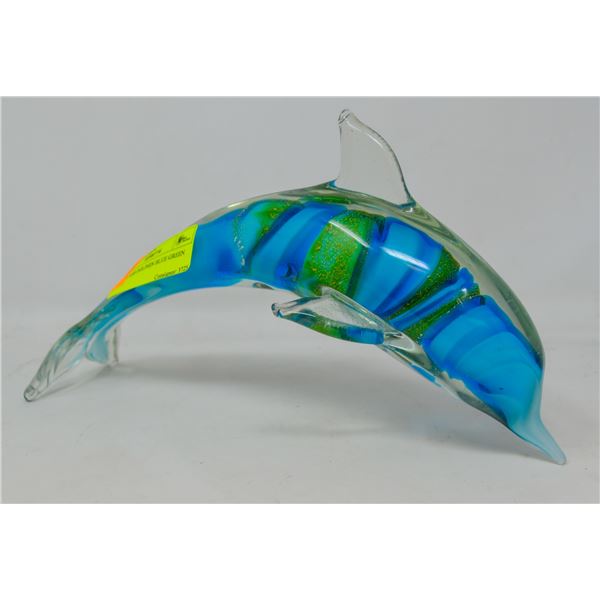 ART GLASS DOLPHIN BLUE GREEN