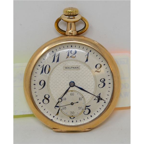 GOLD FILLED POCKET WATCH WALTHAM
