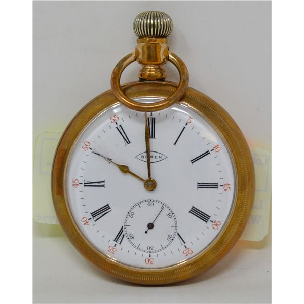 LARGE GOLD FILL BUREN POCKET  WATCH