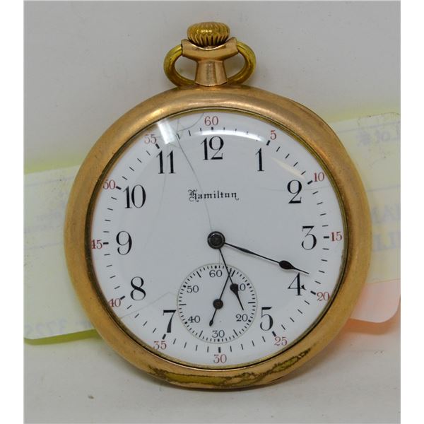 HAMILTON ARABIC DIAL GOLD FILLED POCKET WATCH