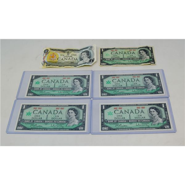 LOT OF ASSORTED VINTAGE CANADIAN 1 DOLLAR BILL