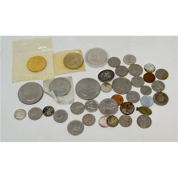 ASSORTED LOT VINTAGE COINS TOKENS AND MORE