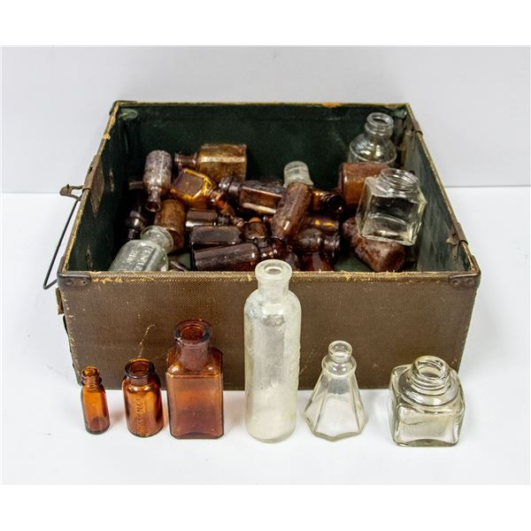LARGE ASSORTMENT ANTIQUE MEDICINE BOTTLES