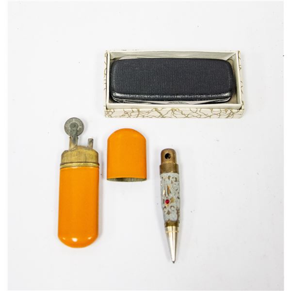 LOT WITH BULLET PENCIL LIGHTER AND KNIFE
