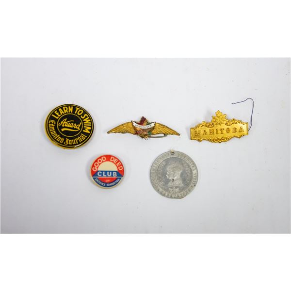 LOT OF 5 ANTIQUE CANADIAN PINS