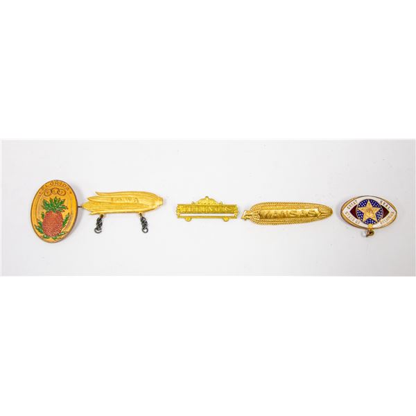 LOT OF 5 ASSORTED ANTIQUE US STATE PINS