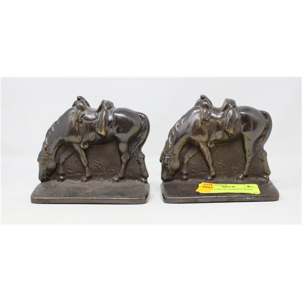 ANTIQUE METAL COWBOY BOOK ENDS