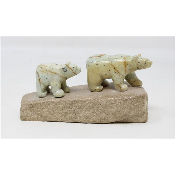 ARNOLD DONKEY SIGNED POLAR BEAR SOAPSTONE CARVING