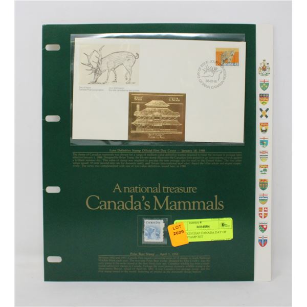 24K GOLD LEAF CANADA DAY OF ISSUE STAMP SET