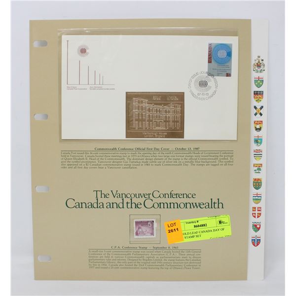 24K GOLD LEAF CANADA DAY OF ISSUE STAMP SET