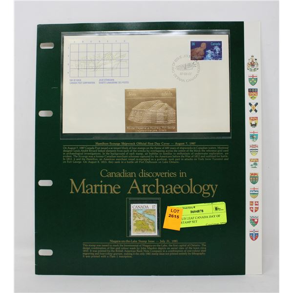 24K GOLD LEAF CANADA DAY OF ISSUE STAMP SET