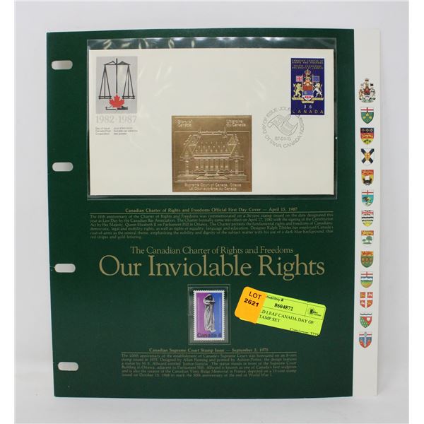 24K GOLD LEAF CANADA DAY OF ISSUE STAMP SET