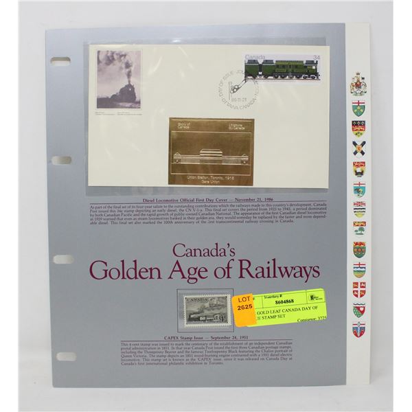 24K GOLD LEAF CANADA DAY OF ISSUE STAMP SET