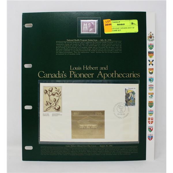 24K GOLD LEAF CANADA DAY OF ISSUE STAMP SET