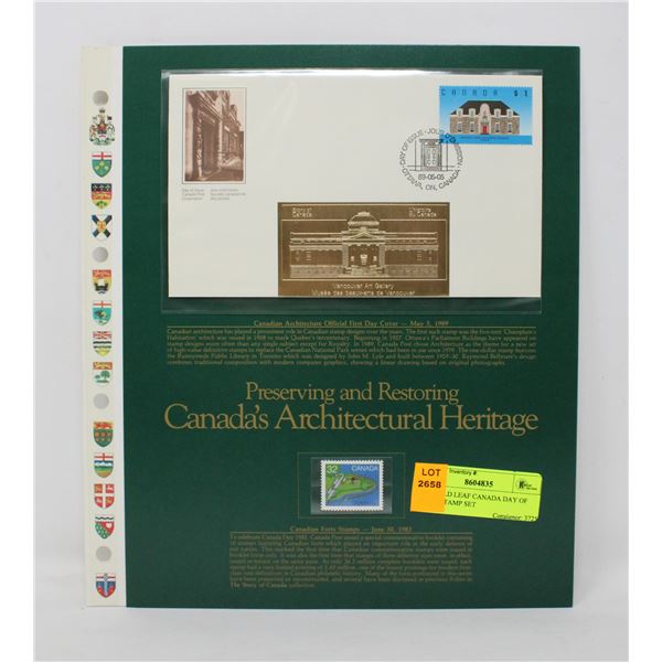 24K GOLD LEAF CANADA DAY OF ISSUE STAMP SET