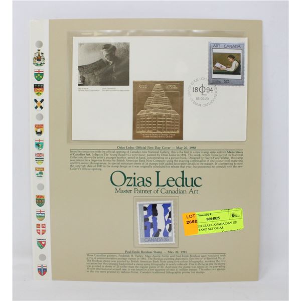 24K GOLD LEAF CANADA DAY OF ISSUE STAMP SET OZIAS