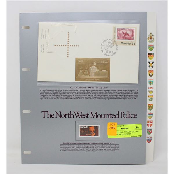 24K GOLD LEAF CANADA DAY OF ISSUE STAMP SET NWMP