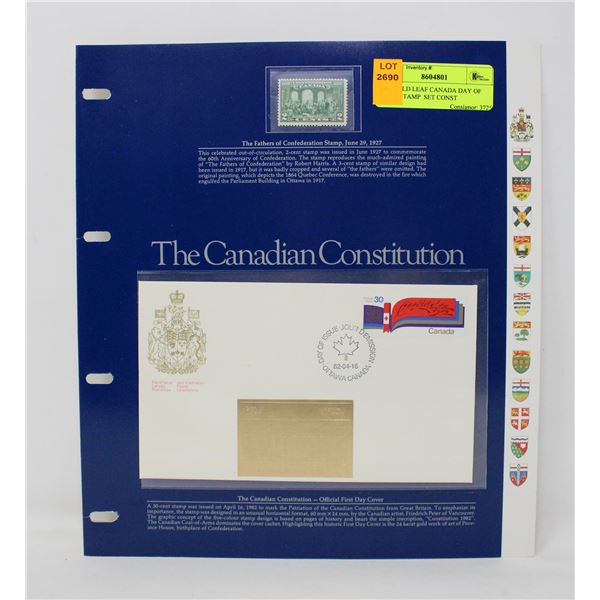 24K GOLD LEAF CANADA DAY OF ISSUE STAMP  SET CONST