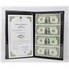 Image 1 : BOOK WITH 4 UNCUT US $1 BILLS WITH COA